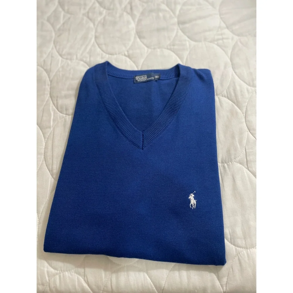 Polo Ralph Lauren Mens Royal Blue V-Neck Sweater Vest 3XL Pony Logo Classic